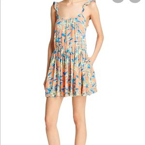 Free People Dear You Orange Floral Dress Open Back Boho Babydoll Lolita Kawaii